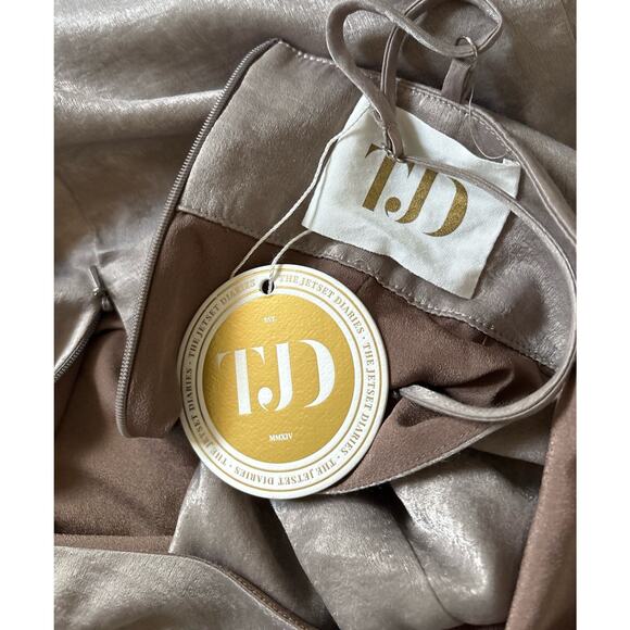 The Jetset Diaries Metallic Stone Wrap Maxi Dress Side Slit Size Small NWT - Picture 12 of 12